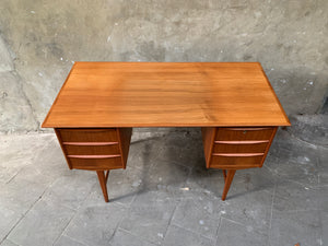 Scandinavian Free-Standing Teak Desk by A. Knudsen Mobelsnedkeri, Denmark, 1960s