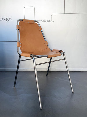 Vintage Les Arcs Dining Chair by Charlotte Perriand, new leather, 1960s