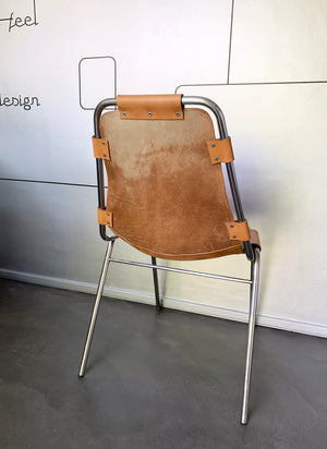 Vintage Les Arcs Dining Chair by Charlotte Perriand, new leather, 1960s