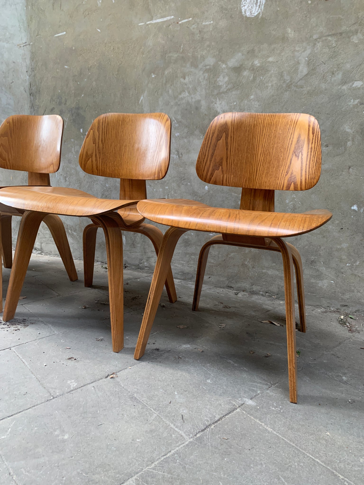 DCW Chairs by Charles & Ray Eames for Evans / Herman Miller Ash, 1940s, Set of 4