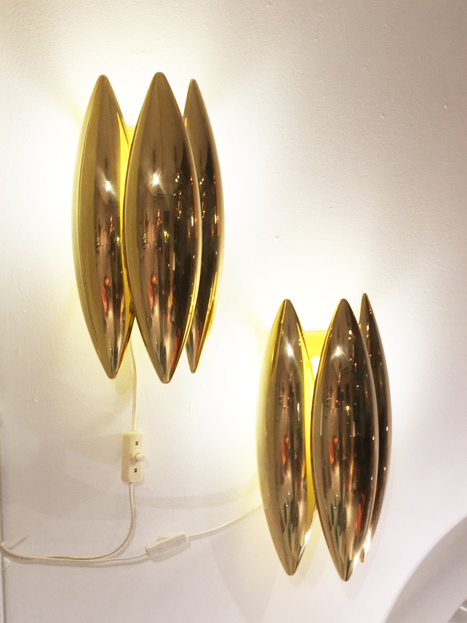 Mid-Century Brass Kastor Wall Lights, Jo Hammerborg for Fog &Morup, Denmark, pair