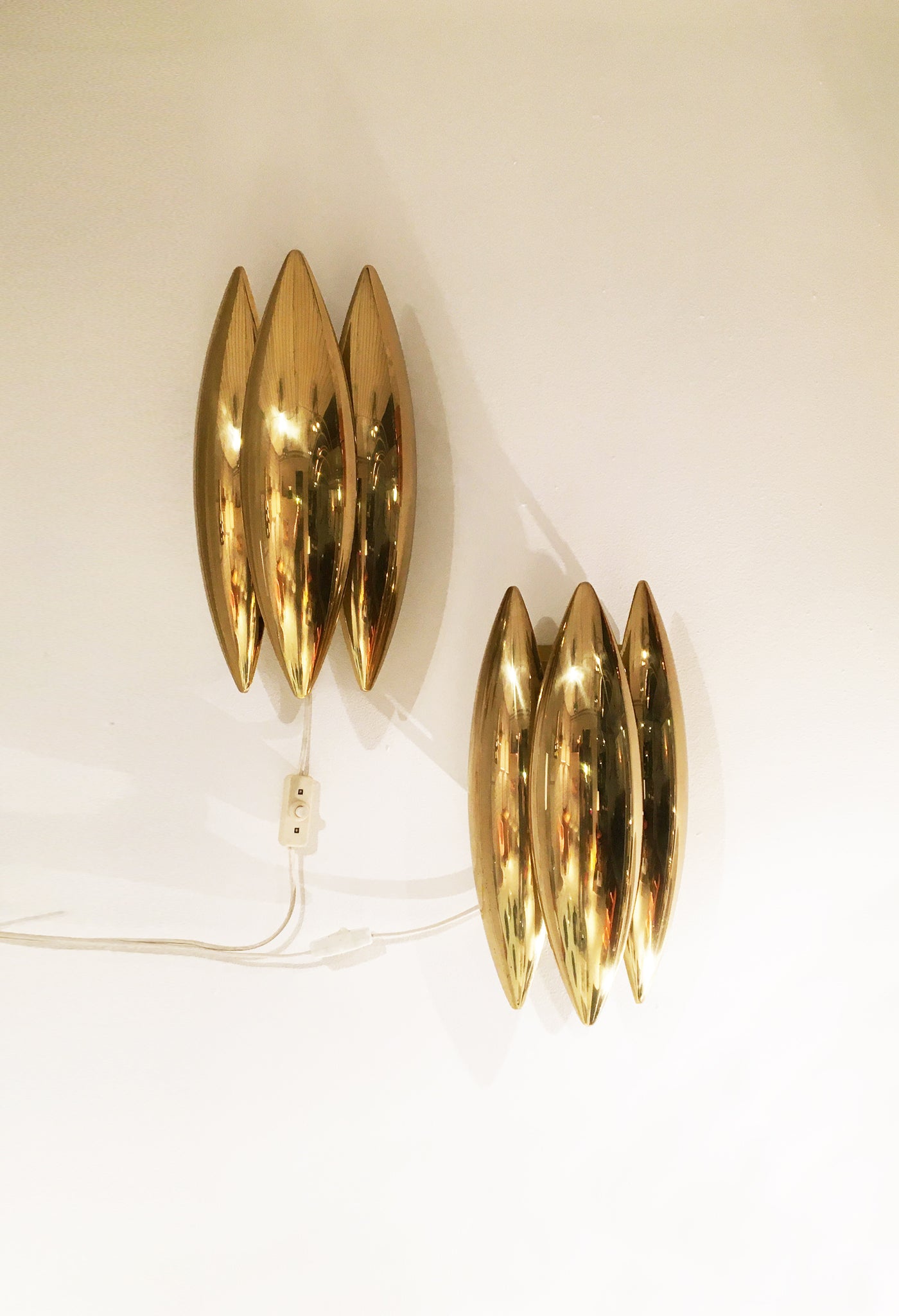 Mid-Century Brass Kastor Wall Lights, Jo Hammerborg for Fog &Morup, Denmark, pair