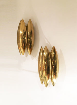 Mid-Century Brass Kastor Wall Lights, Jo Hammerborg for Fog &Morup, Denmark, pair