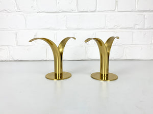 Pair of Mid-Century Scandinavian Brass Model Lily Candleholders by Ivar Ålenius Björk for Ystad-Metall