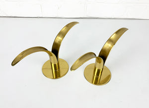 Pair of Mid-Century Scandinavian Brass Model Lily Candleholders by Ivar Ålenius Björk for Ystad-Metall