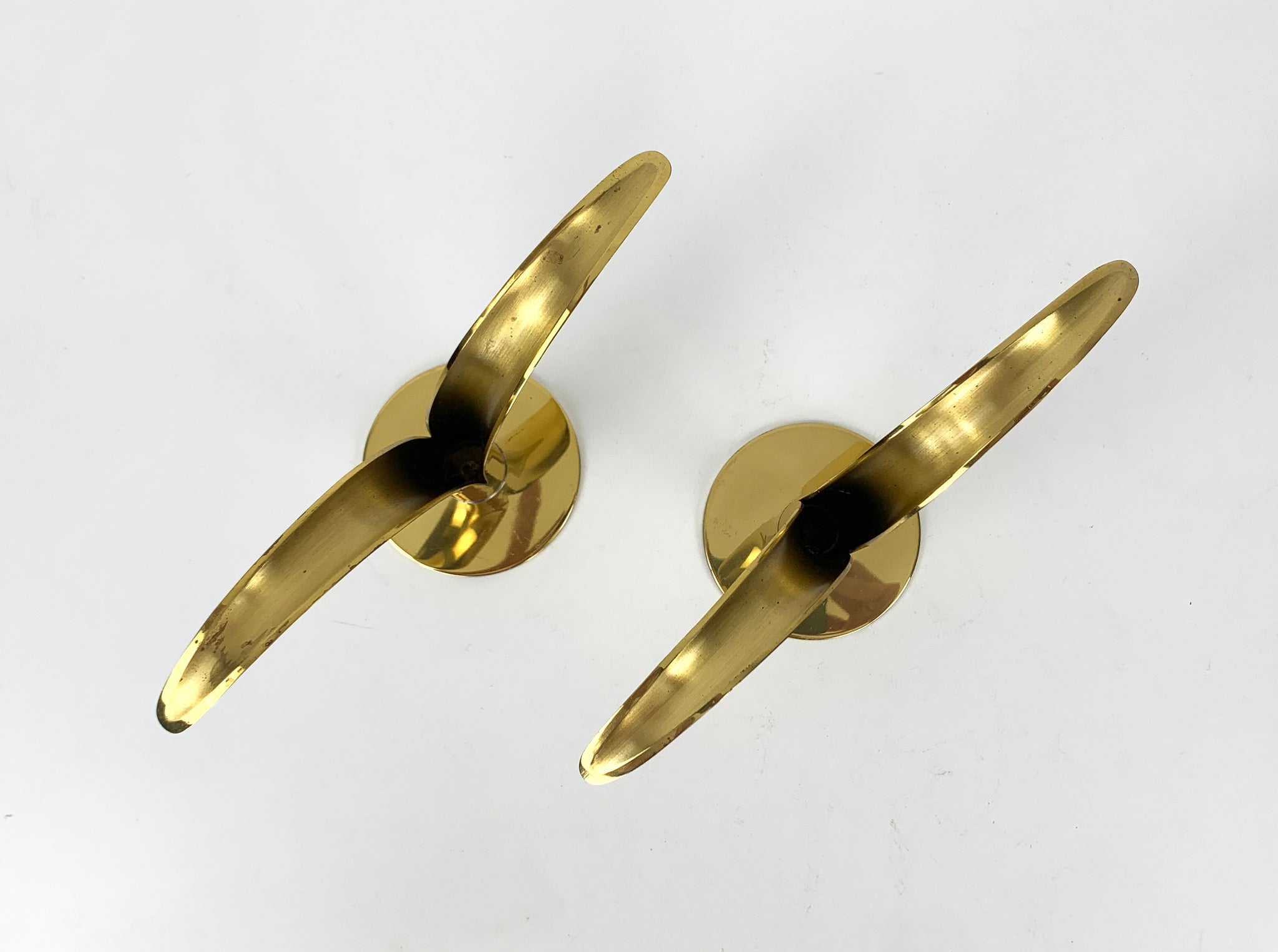 Pair of Mid-Century Scandinavian Brass Model Lily Candleholders by Ivar Ålenius Björk for Ystad-Metall