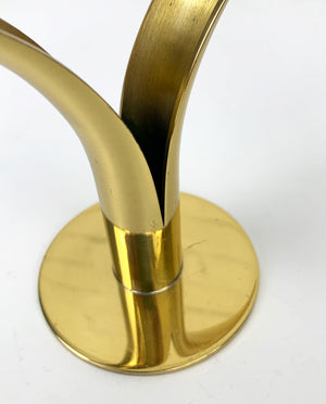 Pair of Mid-Century Scandinavian Brass Model Lily Candleholders by Ivar Ålenius Björk for Ystad-Metall