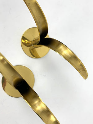 Pair of Mid-Century Scandinavian Brass Model Lily Candleholders by Ivar Ålenius Björk for Ystad-Metall