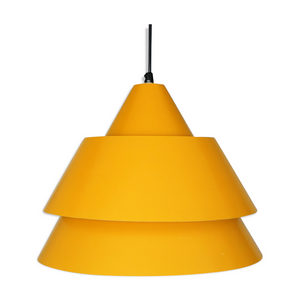 Mid-Century Danish Zone Pendant Lamp in Bahama Yellow by Jo Hammerborg for Fog & Mørup, 1960s